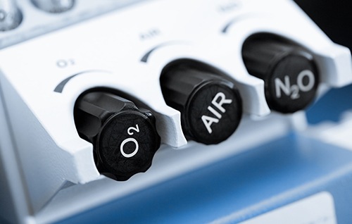 Oxygen, air, and nitrous oxide nozzles